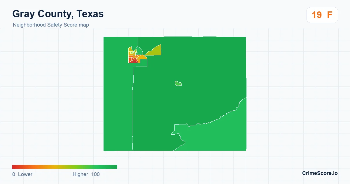 Gray County, Texas neighborhood Safety Score map by Census block group