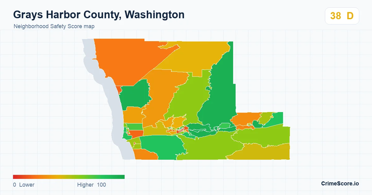 Grays Harbor County, Washington neighborhood Safety Score map by Census block group