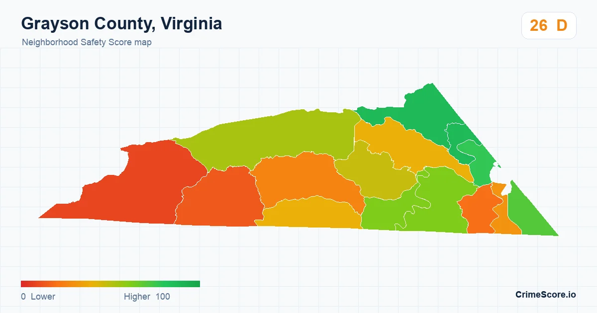 Grayson County, Virginia neighborhood Safety Score map by Census block group