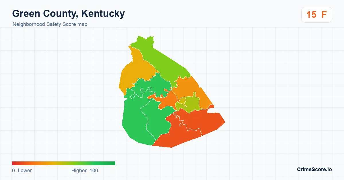 Green County, Kentucky neighborhood Safety Score map by Census block group