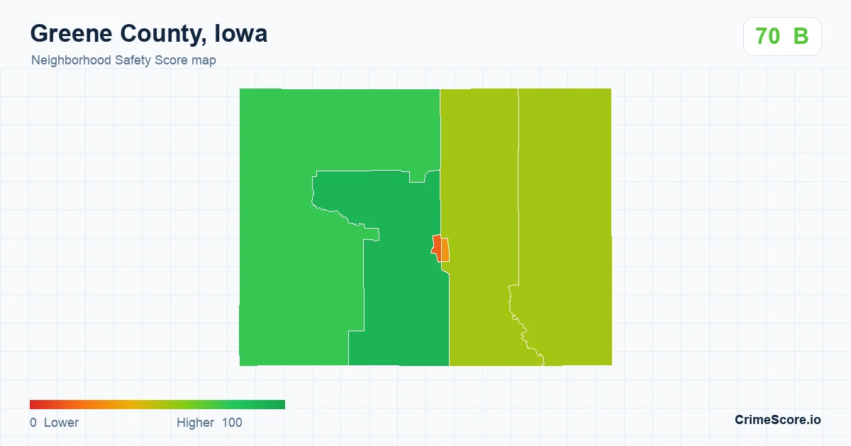 Greene County, Iowa neighborhood Safety Score map by Census block group