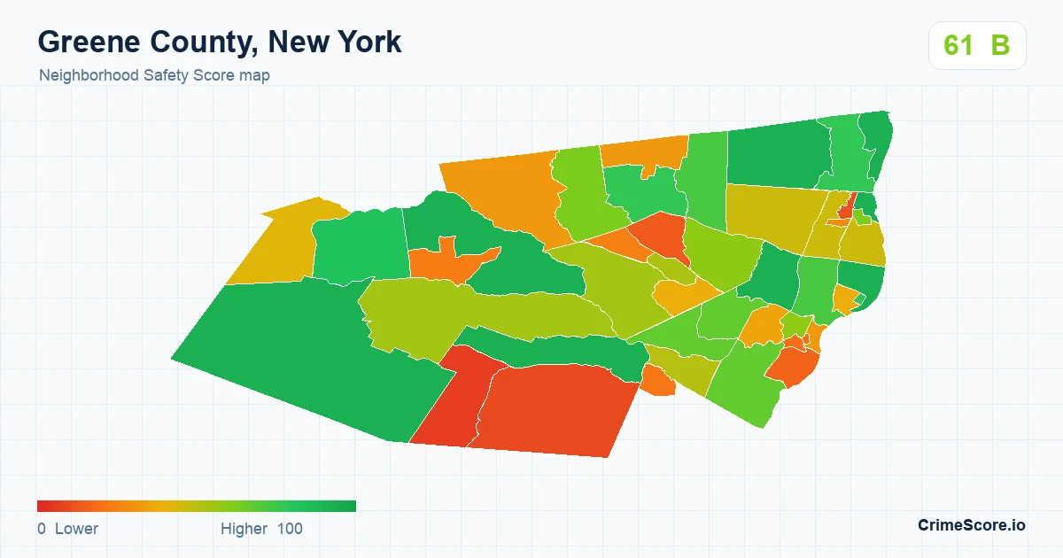Greene County, New York neighborhood Safety Score map by Census block group