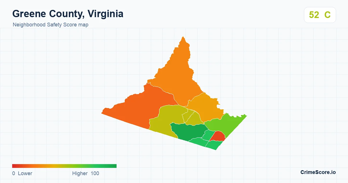 Greene County, Virginia neighborhood Safety Score map by Census block group