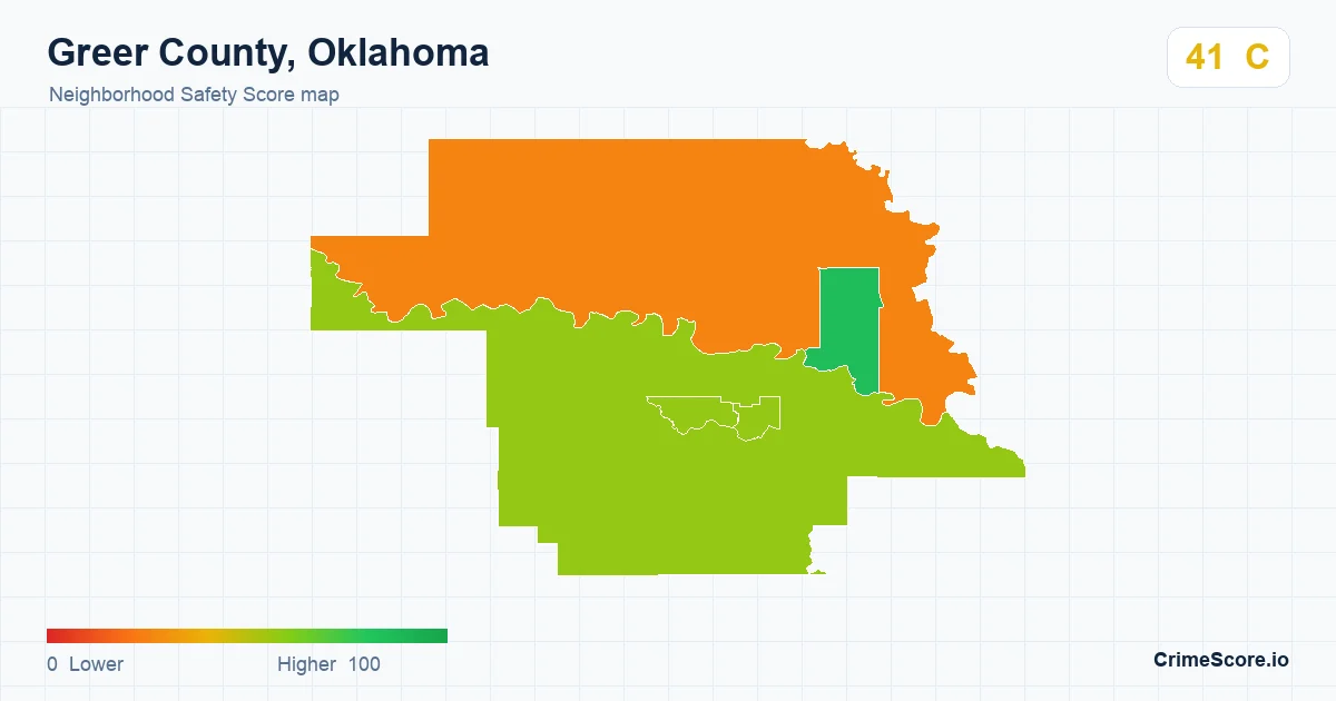 Greer County, Oklahoma neighborhood Safety Score map by Census block group