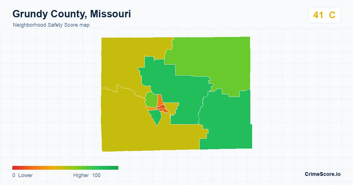 Grundy County, Missouri neighborhood Safety Score map by Census block group