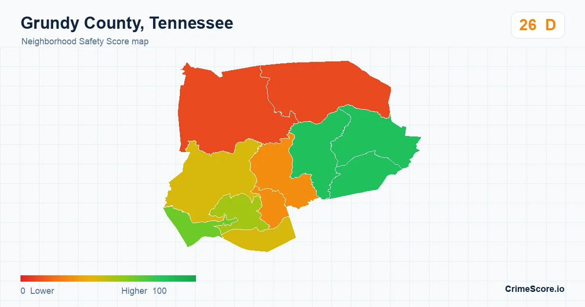 Grundy County, Tennessee neighborhood Safety Score map by Census block group
