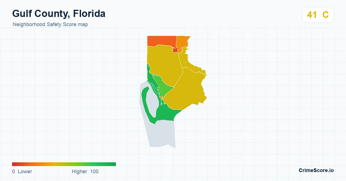 Gulf County, Florida neighborhood Safety Score map by Census block group