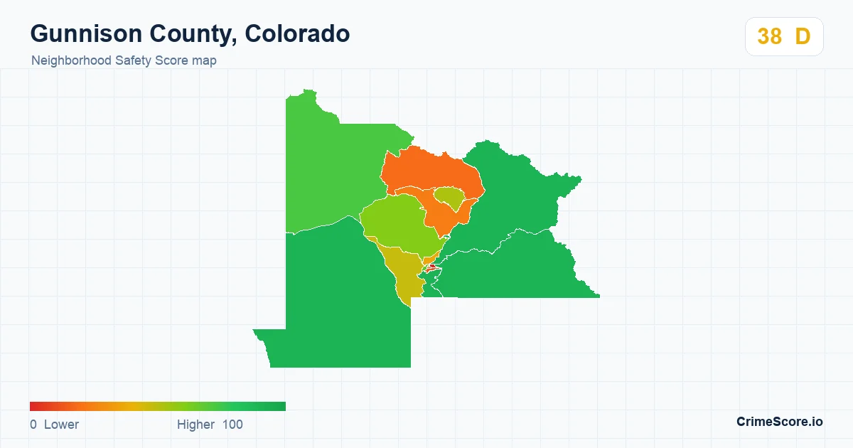 Gunnison County, Colorado neighborhood Safety Score map by Census block group