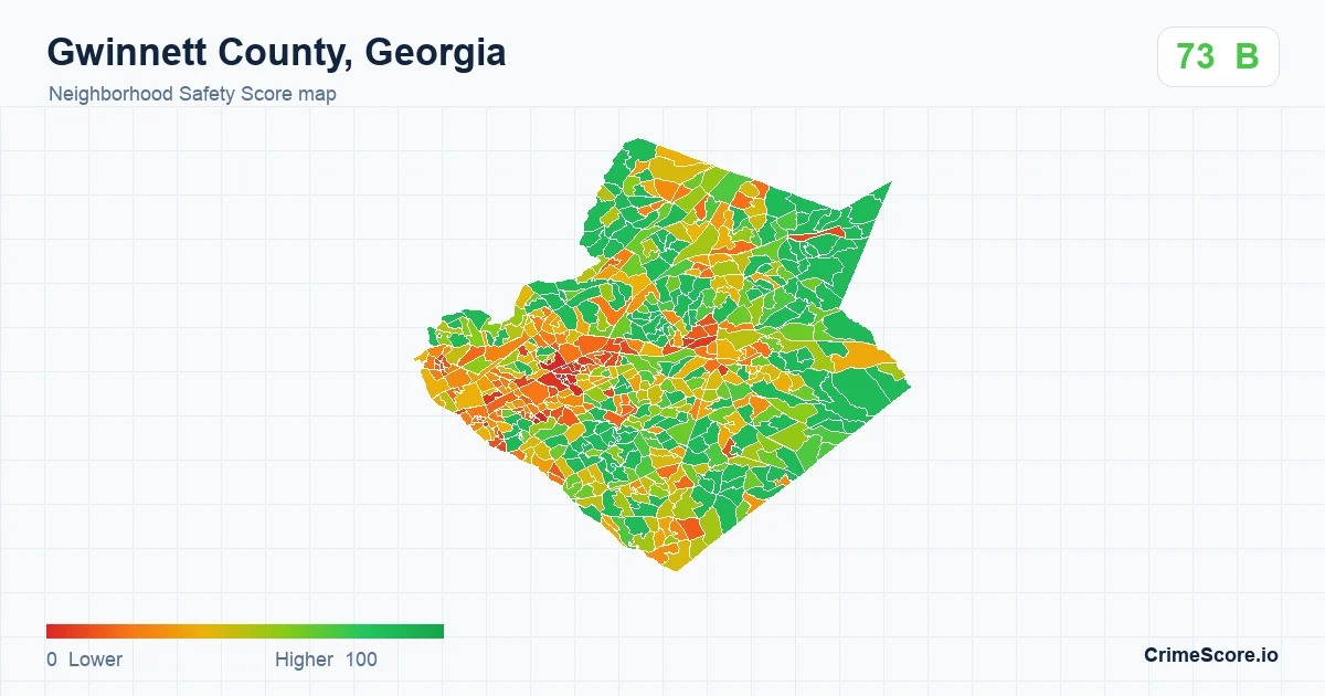 Gwinnett County, Georgia neighborhood Safety Score map by Census block group