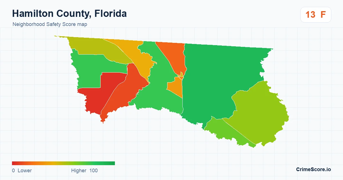 Hamilton County, Florida neighborhood Safety Score map by Census block group