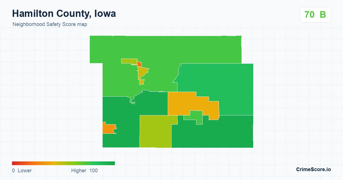 Hamilton County, Iowa neighborhood Safety Score map by Census block group