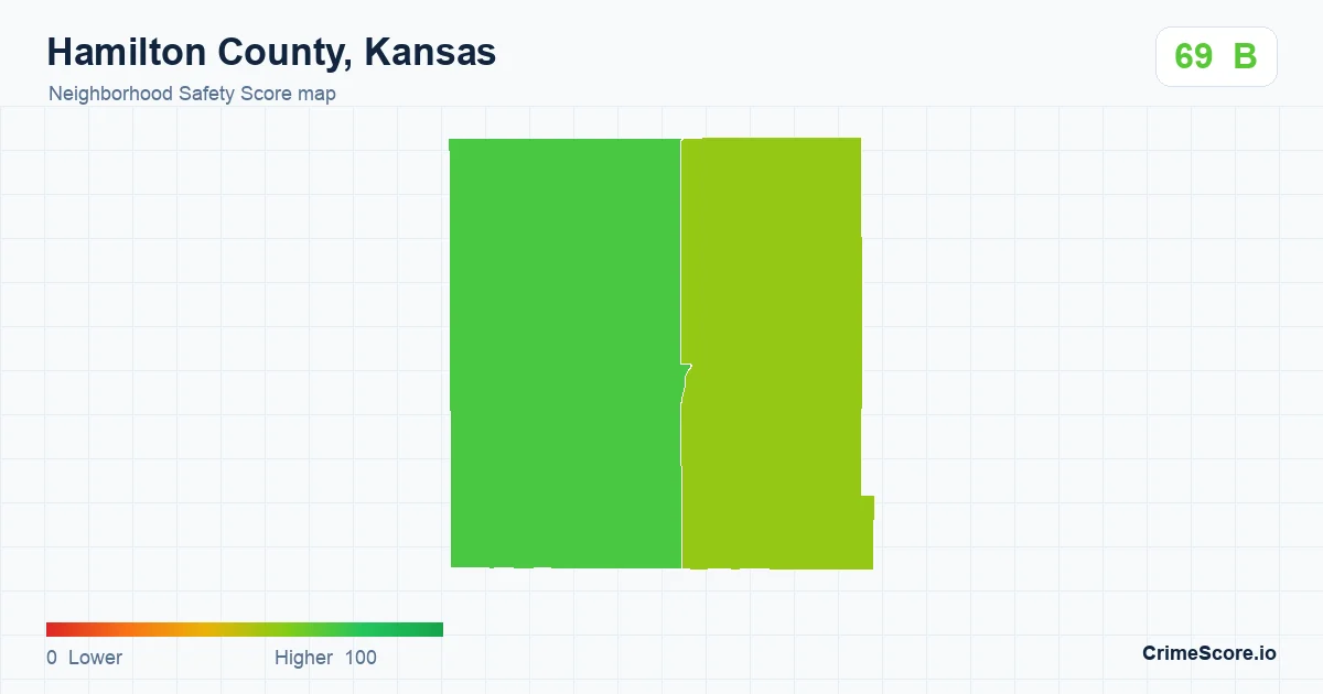 Hamilton County, Kansas neighborhood Safety Score map by Census block group