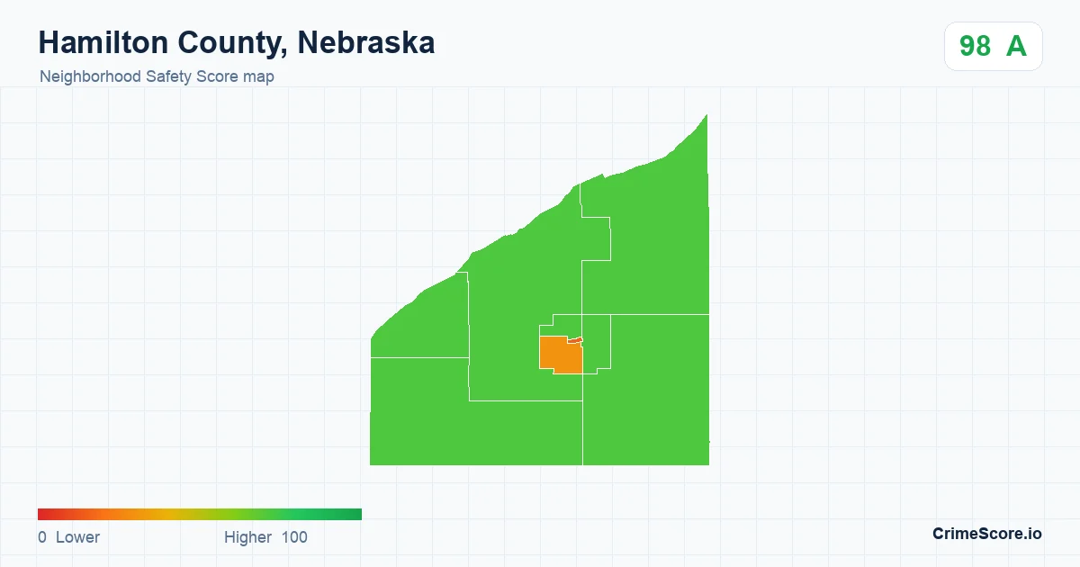 Hamilton County, Nebraska neighborhood Safety Score map by Census block group