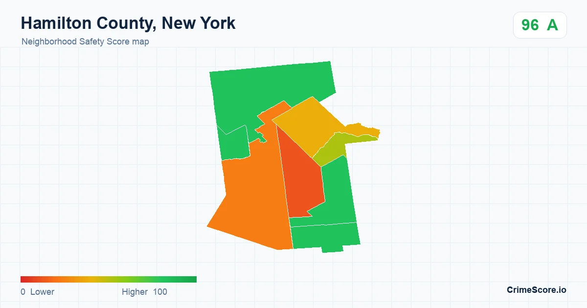 Hamilton County, New York neighborhood Safety Score map by Census block group