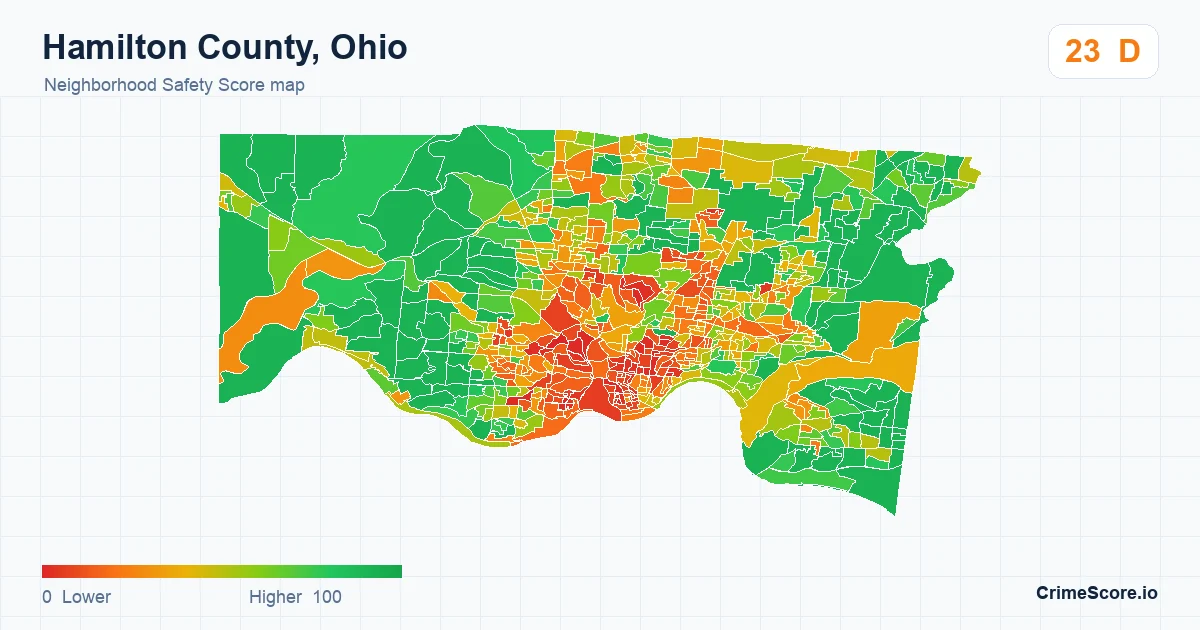 Hamilton County, Ohio neighborhood Safety Score map by Census block group