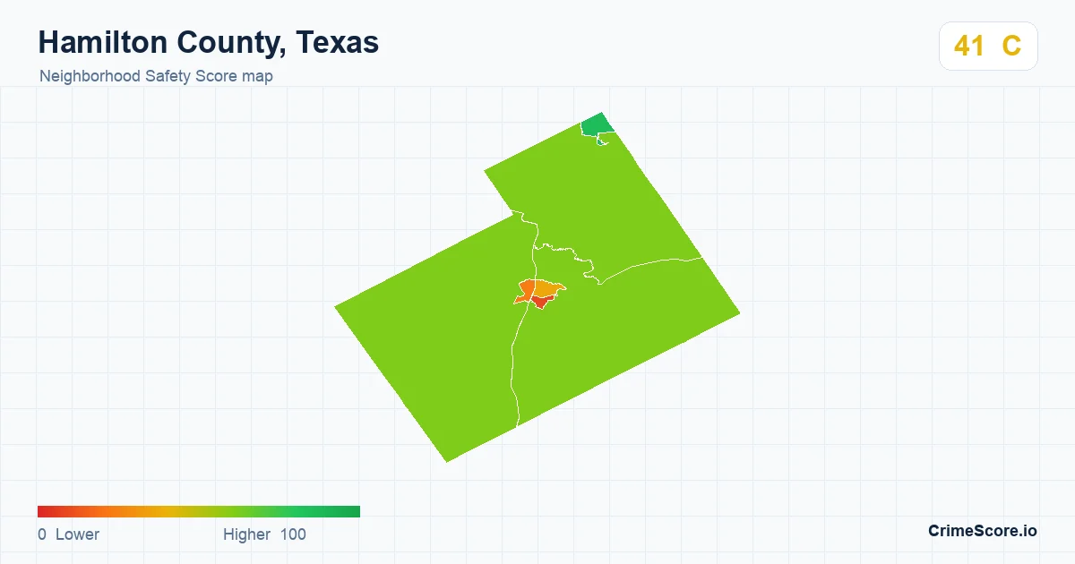 Hamilton County, Texas neighborhood Safety Score map by Census block group