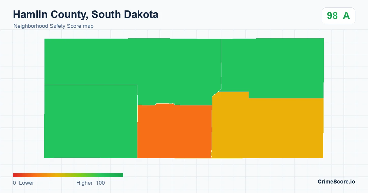 Hamlin County, South Dakota neighborhood Safety Score map by Census block group