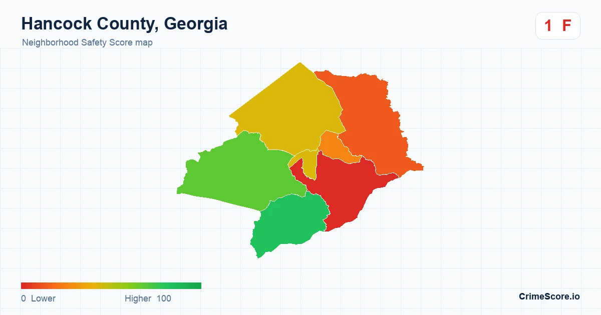 Hancock County, Georgia neighborhood Safety Score map by Census block group