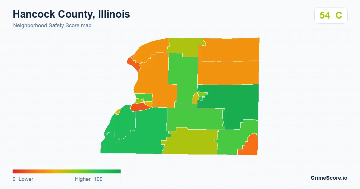Hancock County, Illinois neighborhood Safety Score map by Census block group