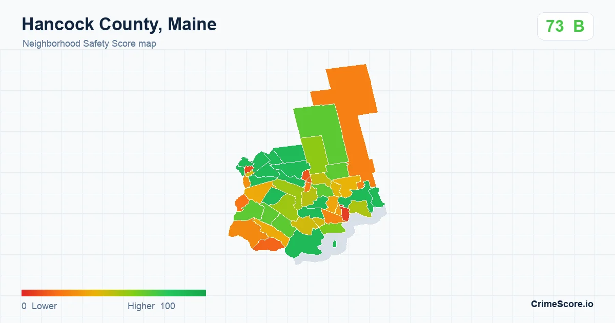 Hancock County, Maine neighborhood Safety Score map by Census block group