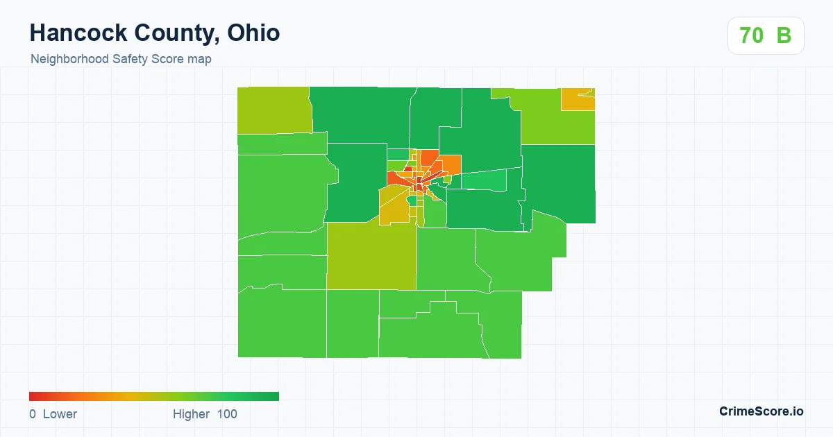 Hancock County, Ohio neighborhood Safety Score map by Census block group