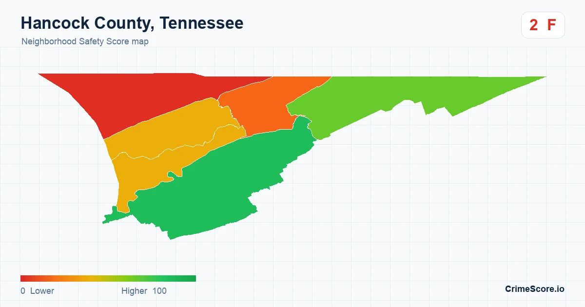 Hancock County, Tennessee neighborhood Safety Score map by Census block group