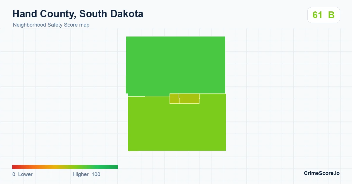 Hand County, South Dakota neighborhood Safety Score map by Census block group