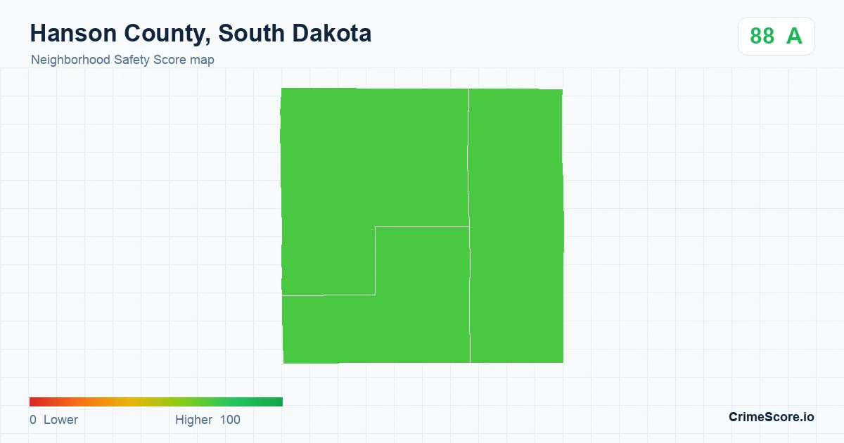 Hanson County, South Dakota neighborhood Safety Score map by Census block group