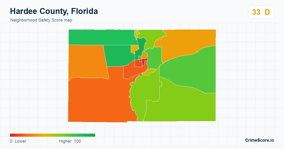 Hardee County, Florida neighborhood Safety Score map by Census block group