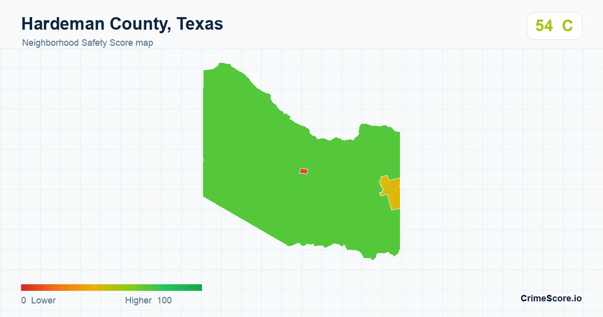Hardeman County, Texas neighborhood Safety Score map by Census block group