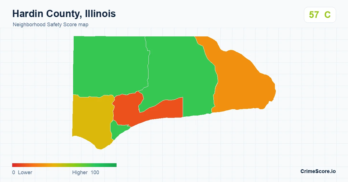 Hardin County, Illinois neighborhood Safety Score map by Census block group