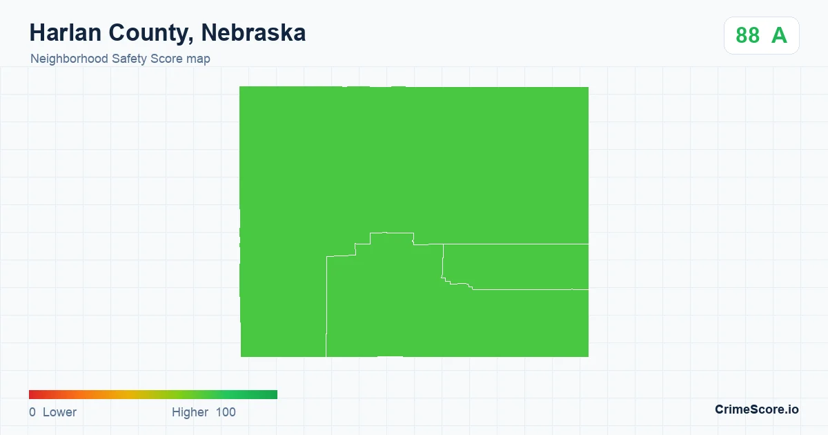 Harlan County, Nebraska neighborhood Safety Score map by Census block group