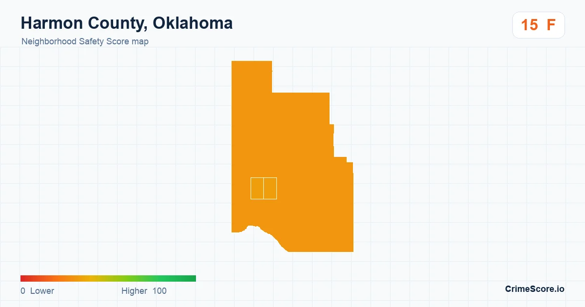 Harmon County, Oklahoma neighborhood Safety Score map by Census block group