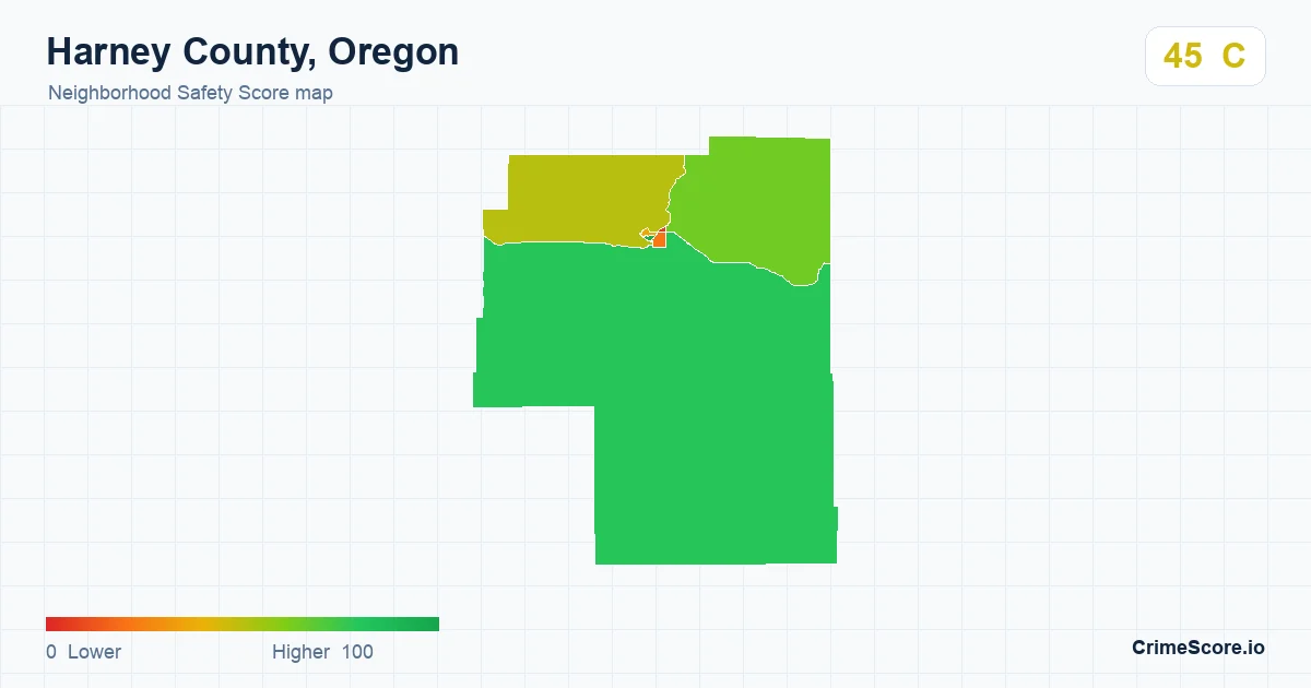 Harney County, Oregon neighborhood Safety Score map by Census block group