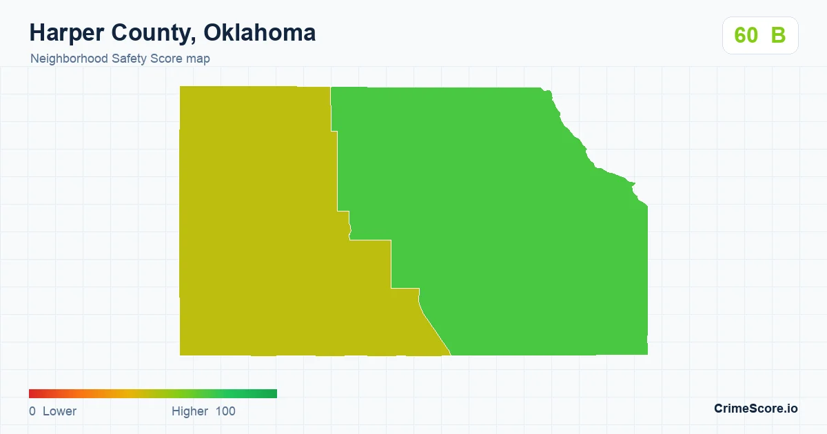 Harper County, Oklahoma neighborhood Safety Score map by Census block group