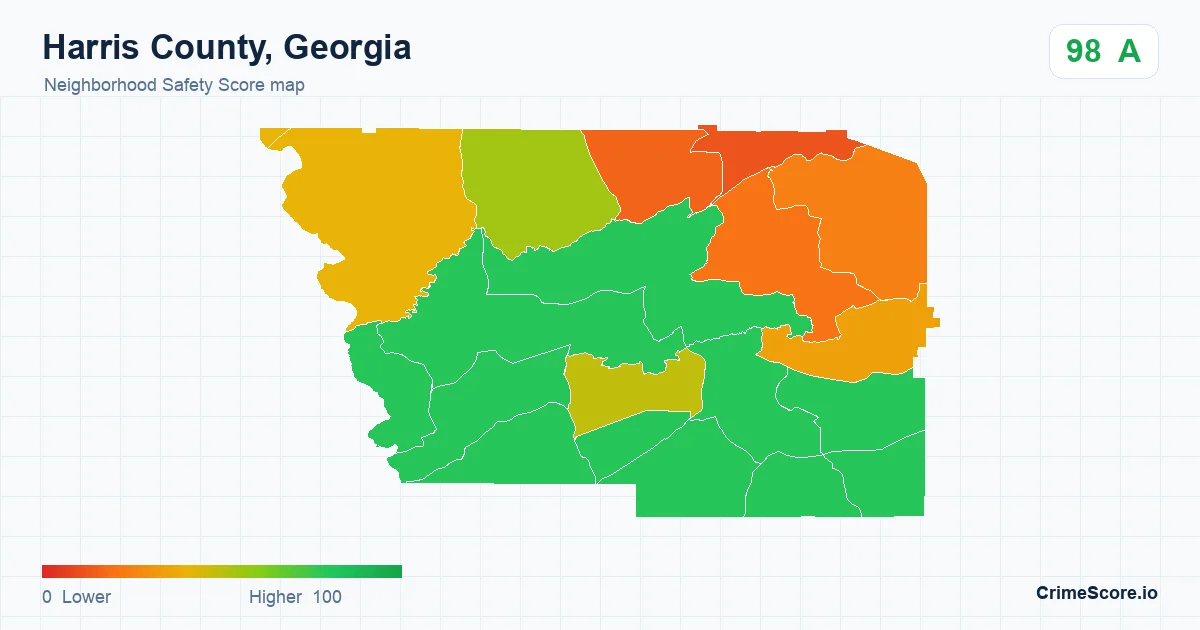 Harris County, Georgia neighborhood Safety Score map by Census block group