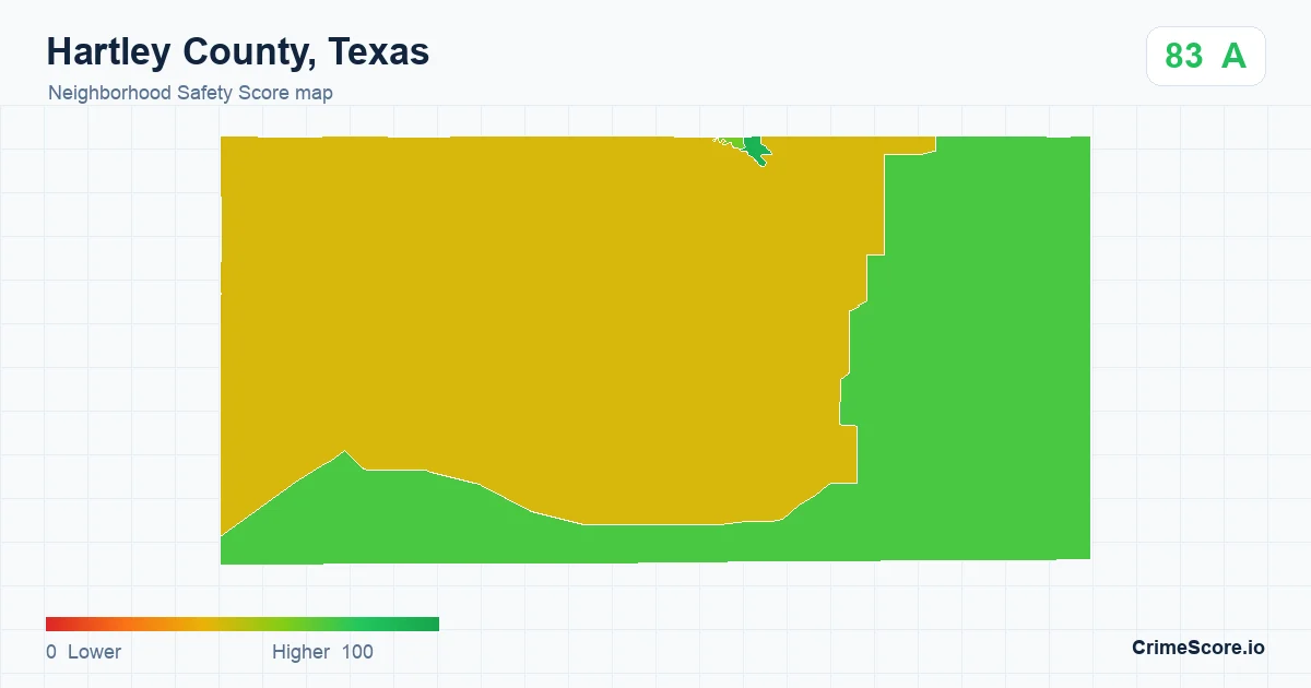 Hartley County, Texas neighborhood Safety Score map by Census block group