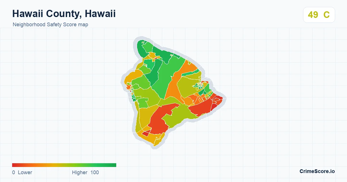 Hawaii County, Hawaii neighborhood Safety Score map by Census block group