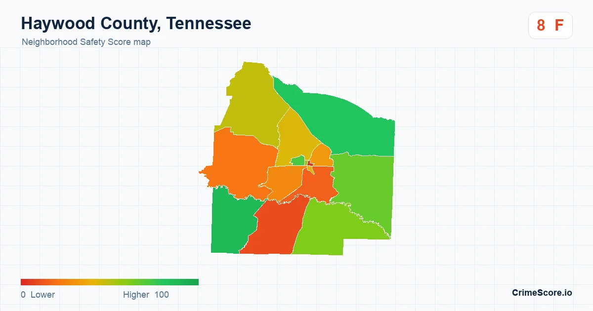 Haywood County, Tennessee neighborhood Safety Score map by Census block group