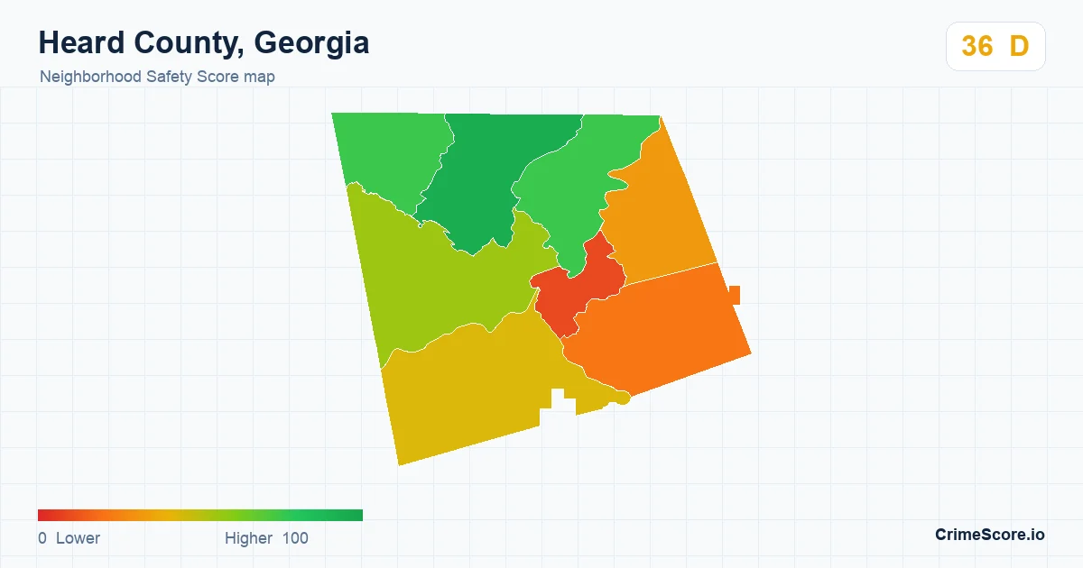 Heard County, Georgia neighborhood Safety Score map by Census block group