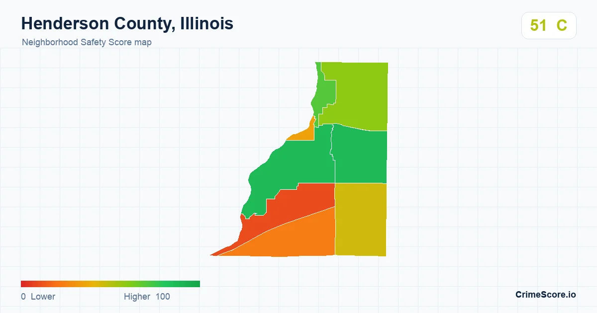Henderson County, Illinois neighborhood Safety Score map by Census block group