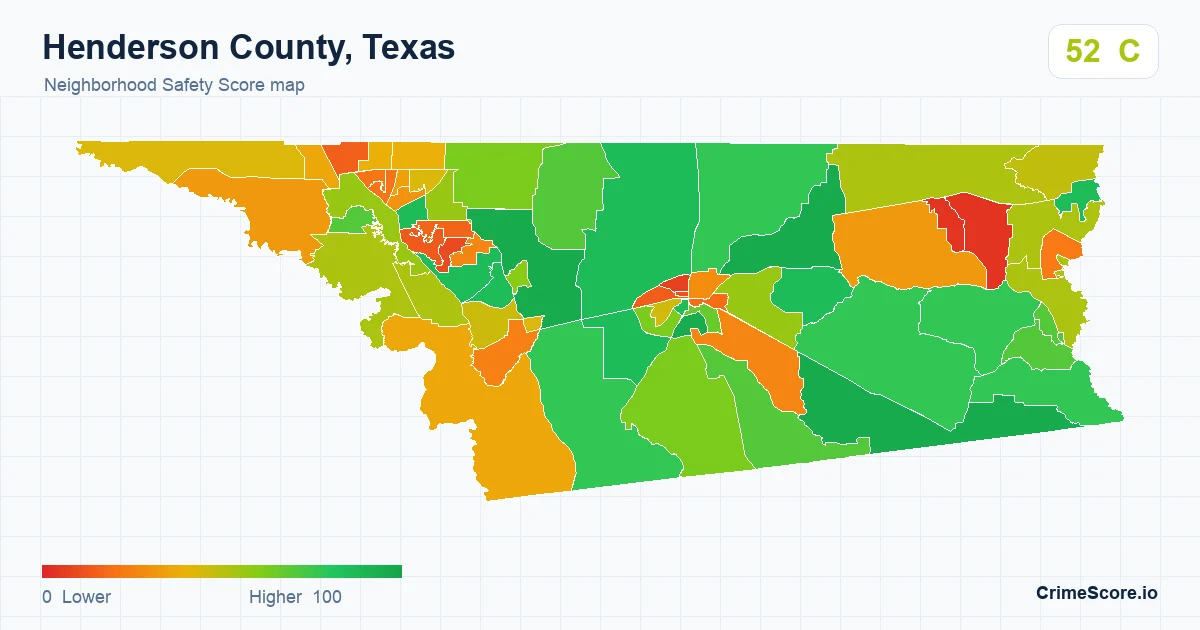 Henderson County, Texas neighborhood Safety Score map by Census block group