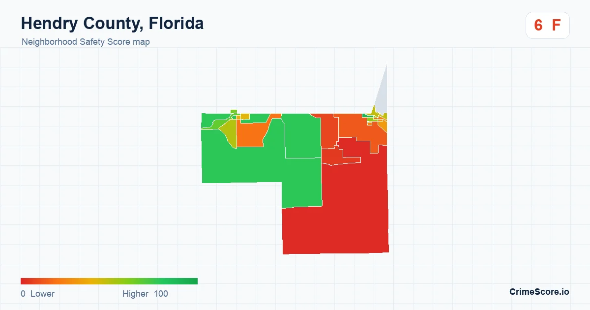 Hendry County, Florida neighborhood Safety Score map by Census block group