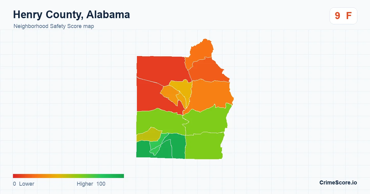 Henry County, Alabama neighborhood Safety Score map by Census block group