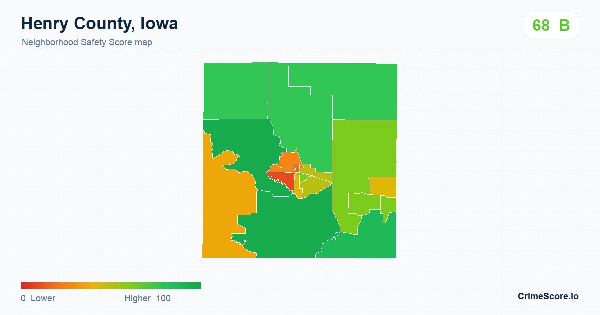Henry County, Iowa neighborhood Safety Score map by Census block group