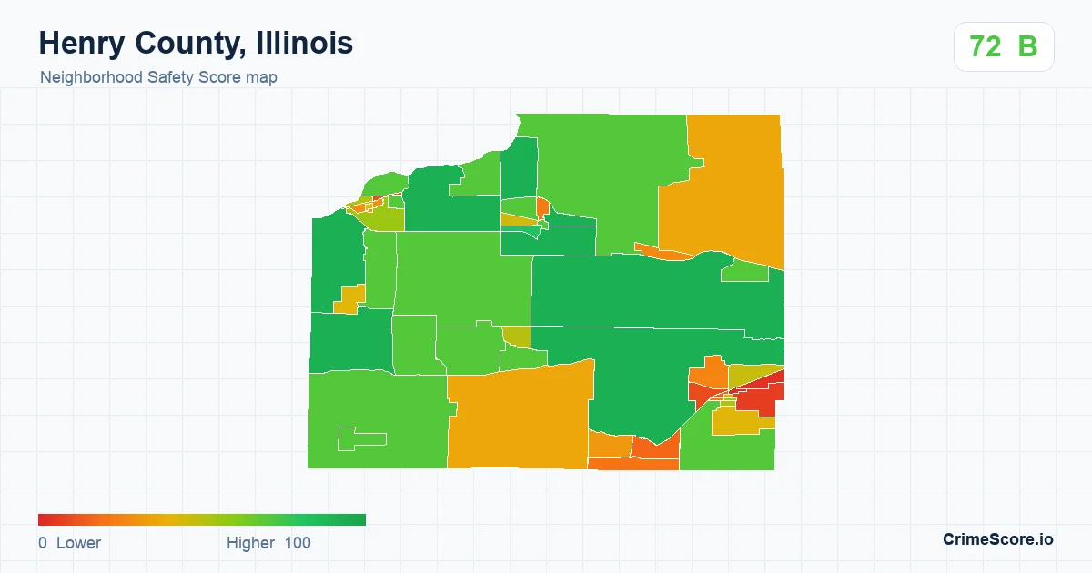 Henry County, Illinois neighborhood Safety Score map by Census block group