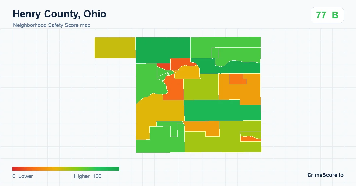 Henry County, Ohio neighborhood Safety Score map by Census block group