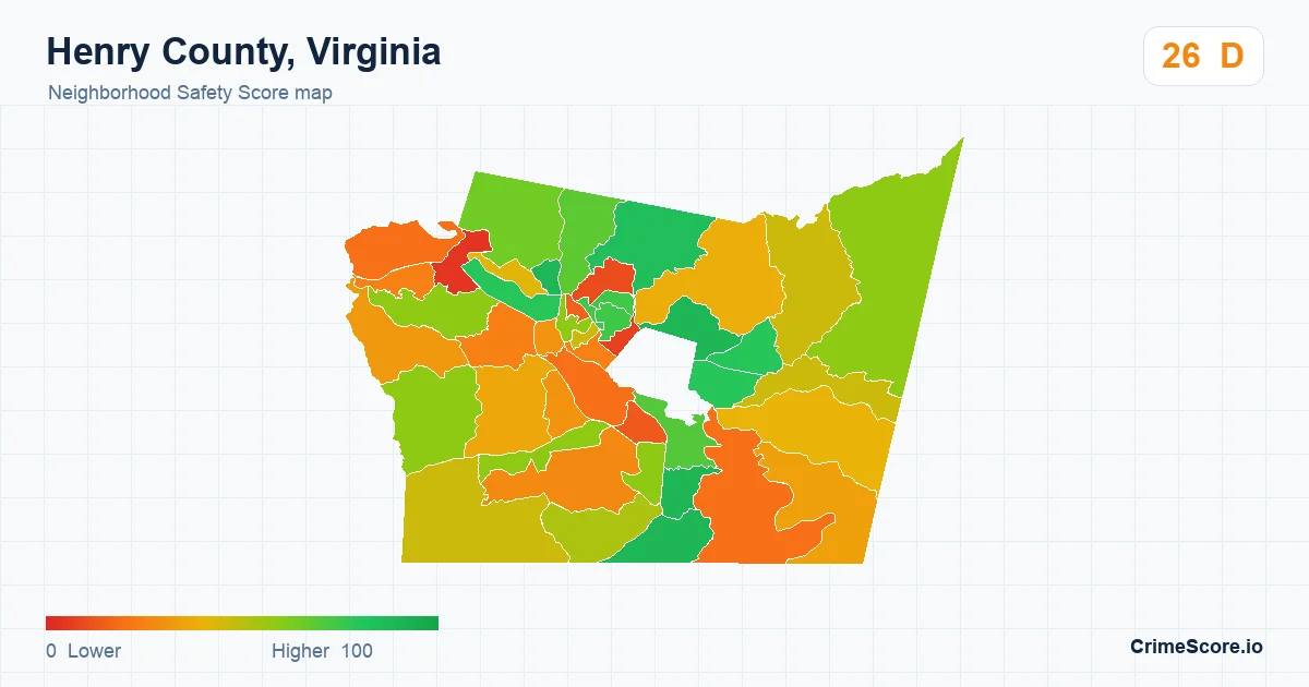 Henry County, Virginia neighborhood Safety Score map by Census block group