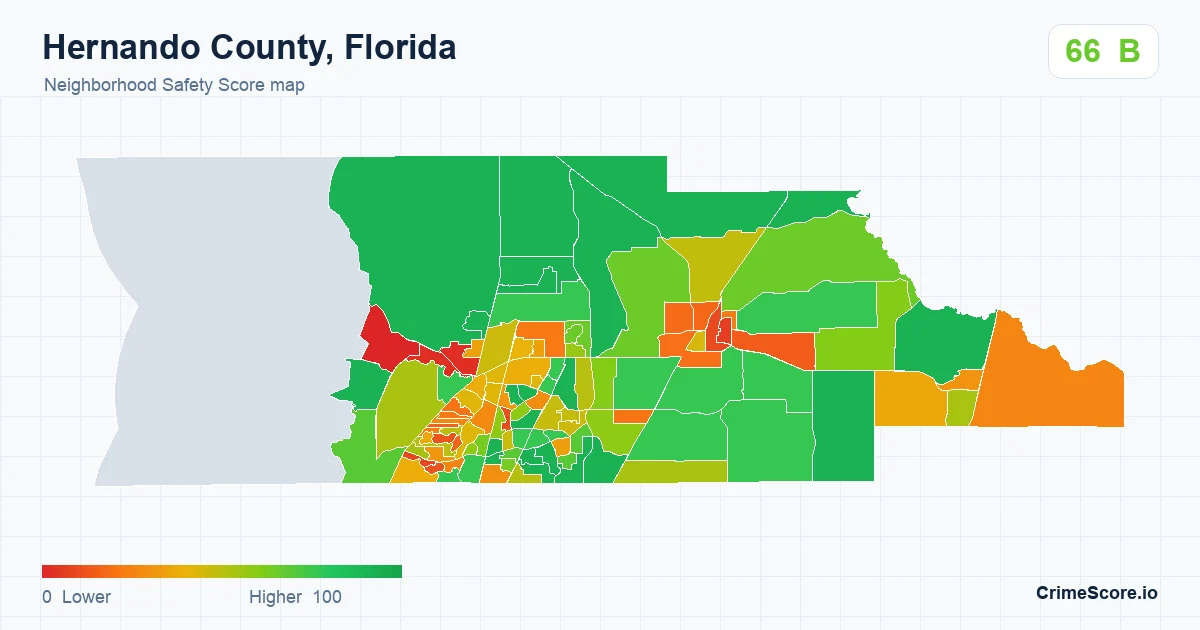 Hernando County, Florida neighborhood Safety Score map by Census block group