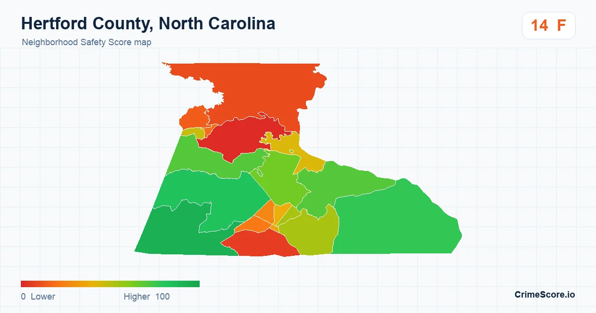 Hertford County, North Carolina neighborhood Safety Score map by Census block group